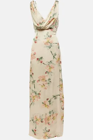 Totême Vestido largo drapeado floral
