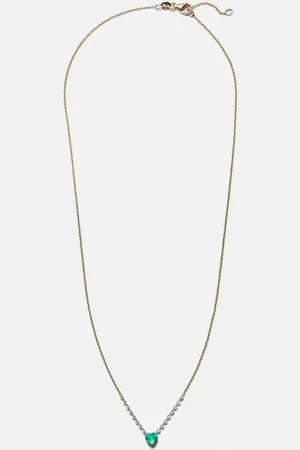 Roxanne First Collar Heart de oro de 18 ct con diamantes y esmeralda