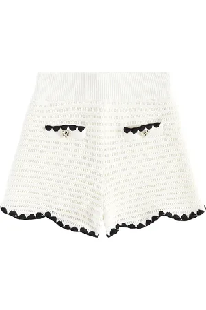 Self-Portrait Shorts de croché festoneado