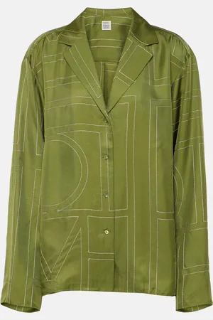 Totême Camisa de pijama de seda con monograma