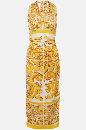 Dolce & Gabbana Vestido midi Majolica de mezcla de seda