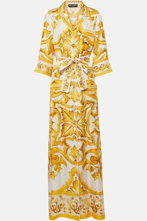 Dolce & Gabbana Vestido largo Majolica de sarga de seda
