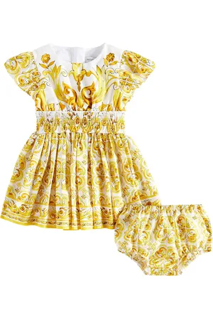 Dolce & Gabbana Bebé - set de vestido y braga Majolica de algodón