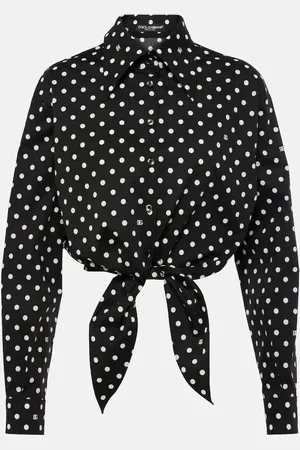 Dolce & Gabbana Camisa cropped de popelín con lunares