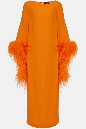 ‎Taller Marmo‎ Vestido midi Del Lago de crepé con plumas