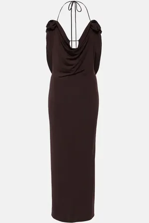 MAGDA BUTRYM Vestido midi fruncido con aplique floral