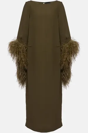 ‎Taller Marmo‎ Vestido midi Del Lago con plumas