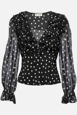 RIXO London Blusa Lasca de seda con volantes