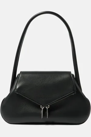 Amina Muaddi Bolso al hombro Gemini Flat de piel