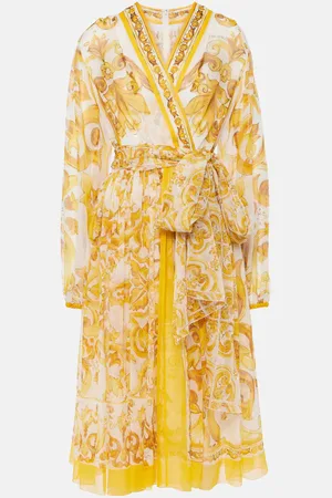 Dolce & Gabbana Vestido midi Majolica de chifón de seda