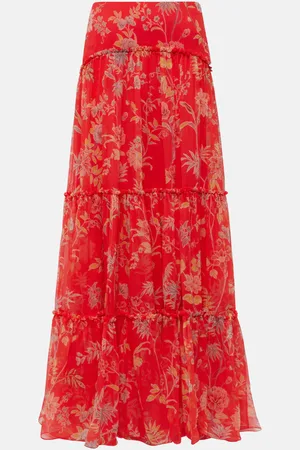 Etro Falda larga de seda floral