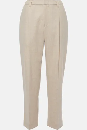 Brunello Cucinelli Pantalones rectos plisados de algodón