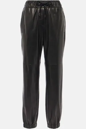 Brunello Cucinelli Pantalones rectos de piel