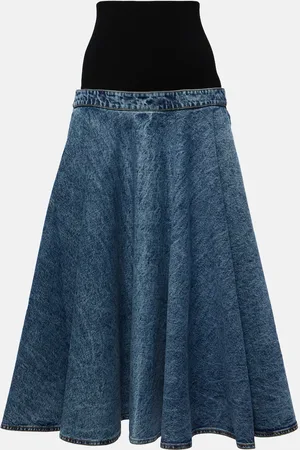 Alaïa Alaïa Falda midi de denim y jersey de algodón