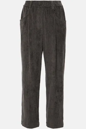Brunello Cucinelli Pantalones rectos plisados de algodón