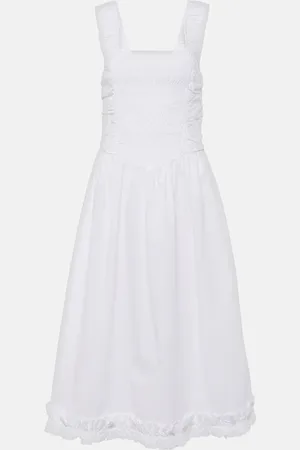 Ganni Vestido midi de popelín de algodón