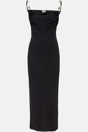 Bottega Veneta Vestido largo fruncido de crepé adornado