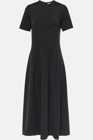 Brunello Cucinelli Vestido midi de lana y cachemir