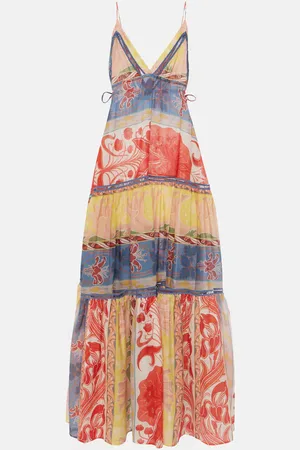 Etro Vestido largo de algodón y seda
