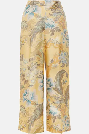 Etro Pantalones anchos de seda estampados
