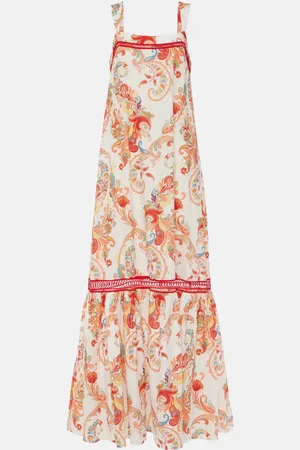 Etro Vestido largo de algodón y seda con paisley