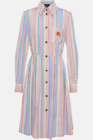 Etro Vestido camisero de algodón a rayas