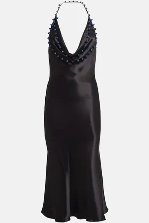 Bottega Veneta Vestido midi de satén con cuentas