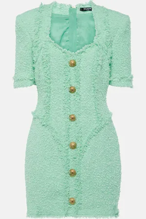 Balmain Vestido corto de tweed adornado