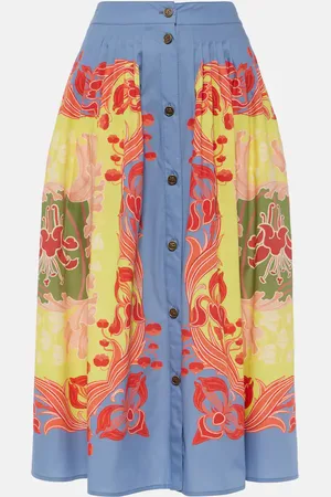 Etro Falda midi de popelín de algodón