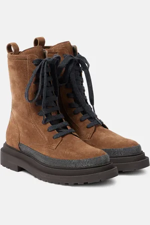 Brunello Cucinelli Botas de ante con cuentas Monili