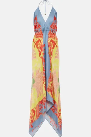 Etro Vestido largo de seda estampado