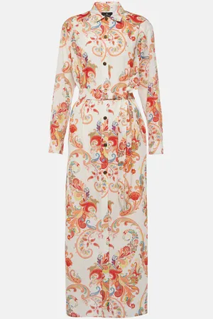 Etro Vestido camisero de algodón y seda