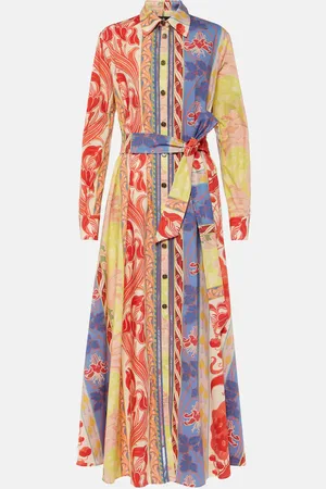 Etro Vestido camisero de algodón estampado