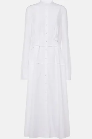 Jil Sander Vestido camisero de algodón plisado