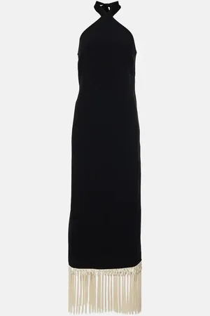 ‎Taller Marmo‎ Vestido midi Nina de crepé cady con flecos
