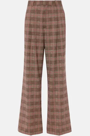 Etro Pantalones anchos de lana a cuadros