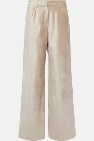 Brunello Cucinelli Pantalones anchos de mezcla de algodón
