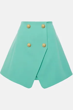Balmain Minifalda de lana de tiro alto