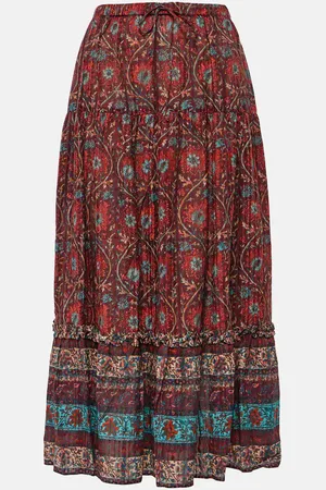 ULLA JOHNSON Falda midi Paige de algodón estampada