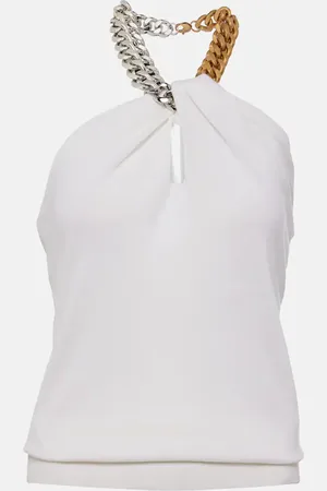 Stella McCartney Top de lana con cuello halter adornado