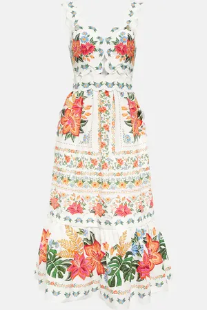 Farm Rio Vestido midi de algodón floral