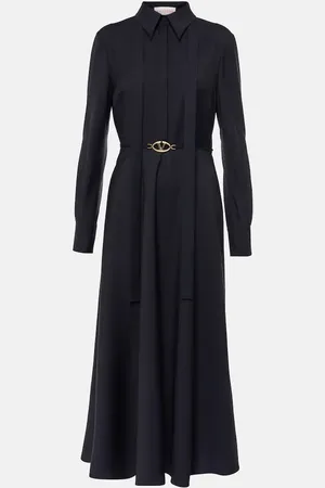 VALENTINO Vestido midi de lana y mohair con cinturón