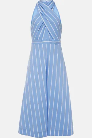 VERONICA BEARD Vestido midi Baylee de popelín a rayas