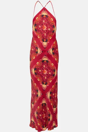 Farm Rio Vestido largo estampado de cuello halter