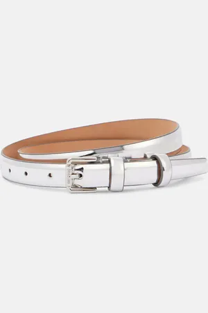 Max Mara Cinturón de piel metalizada