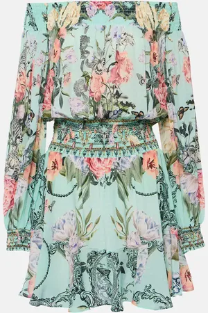 Camilla Vestido corto de seda floral