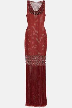Paco rabanne Vestido midi de croché adornado