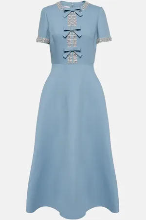 VALENTINO Vestido midi de Crepe Couture adornado