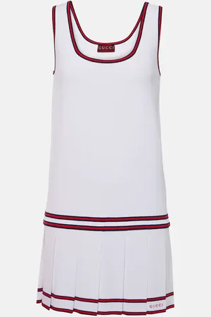 Gucci Vestido corto plisado con logo