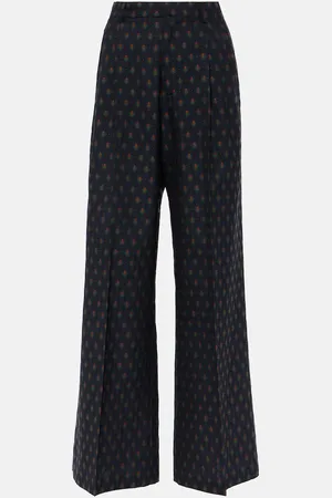 Etro Pantalones anchos de lana y algodón